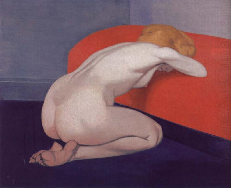 Felix Vallotton Nude Kneeling against a red sofa china oil painting image
